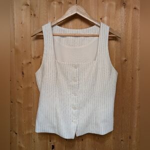 Abercrombie & Fitch Mara Tailored White Striped Square Neck Vest